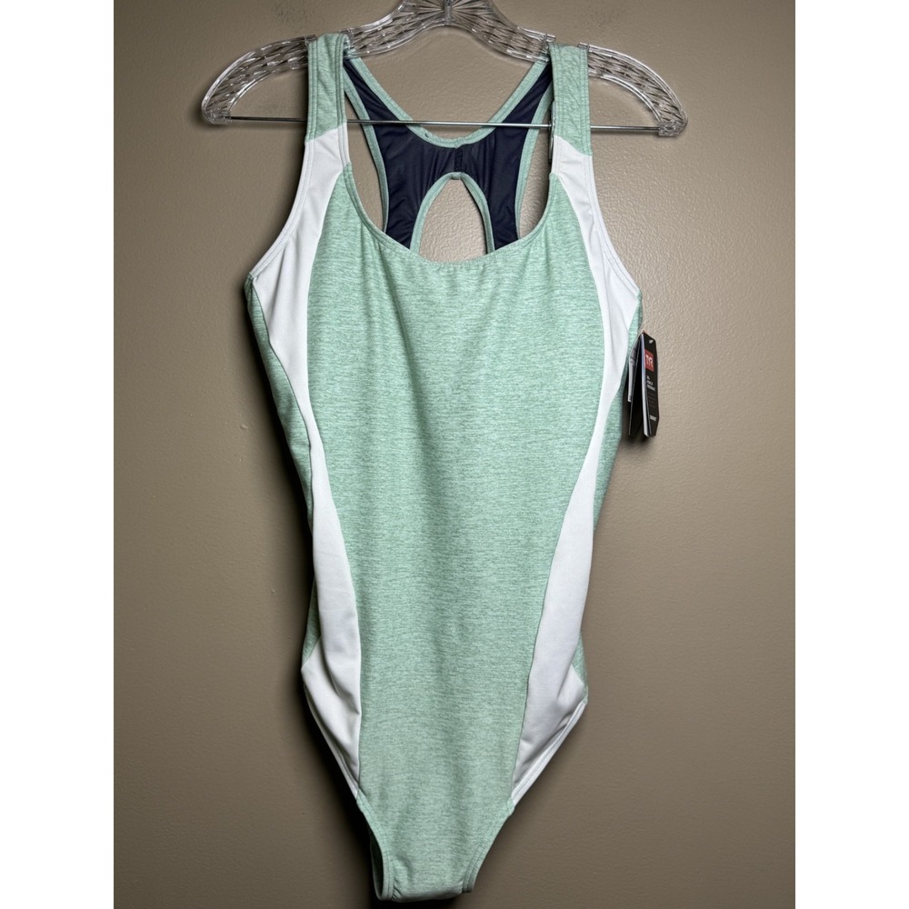 TYR Women's Durafast Elite Green/white Max Splice Controlfit Swimsuit Sz 16 New